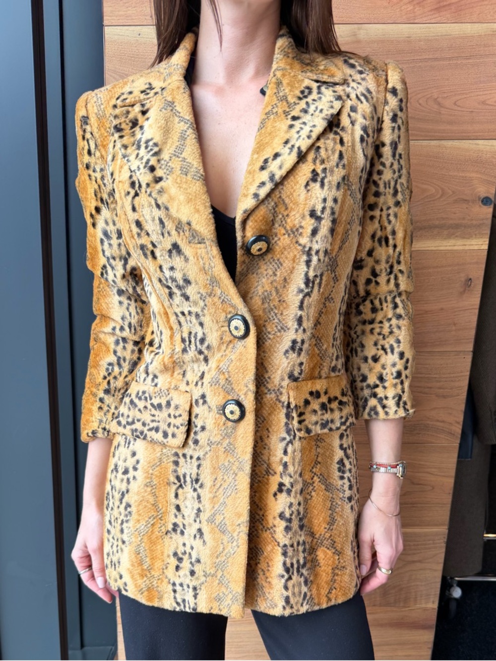 Alberto Makali Mustard Leopard-Print Tailored Blazer